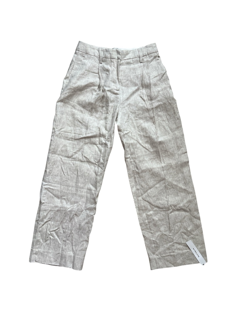 Reformation Mason Oatmeal Pleated 100% Linen Trouser SZ 6P